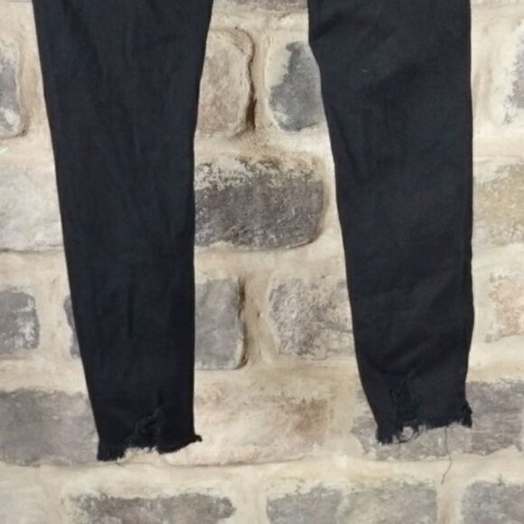 Shein black distressed front raw hem jeans stretchy sz Large EUC cotton‎ blend - Picture 5 of 12